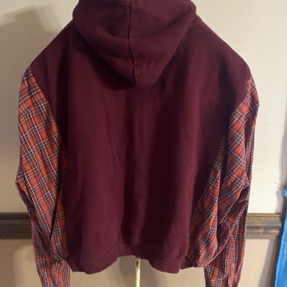 Upcycled Virginia Tech Maroon and Plaid Men's Hoodie size XL - Picture 2 of 2